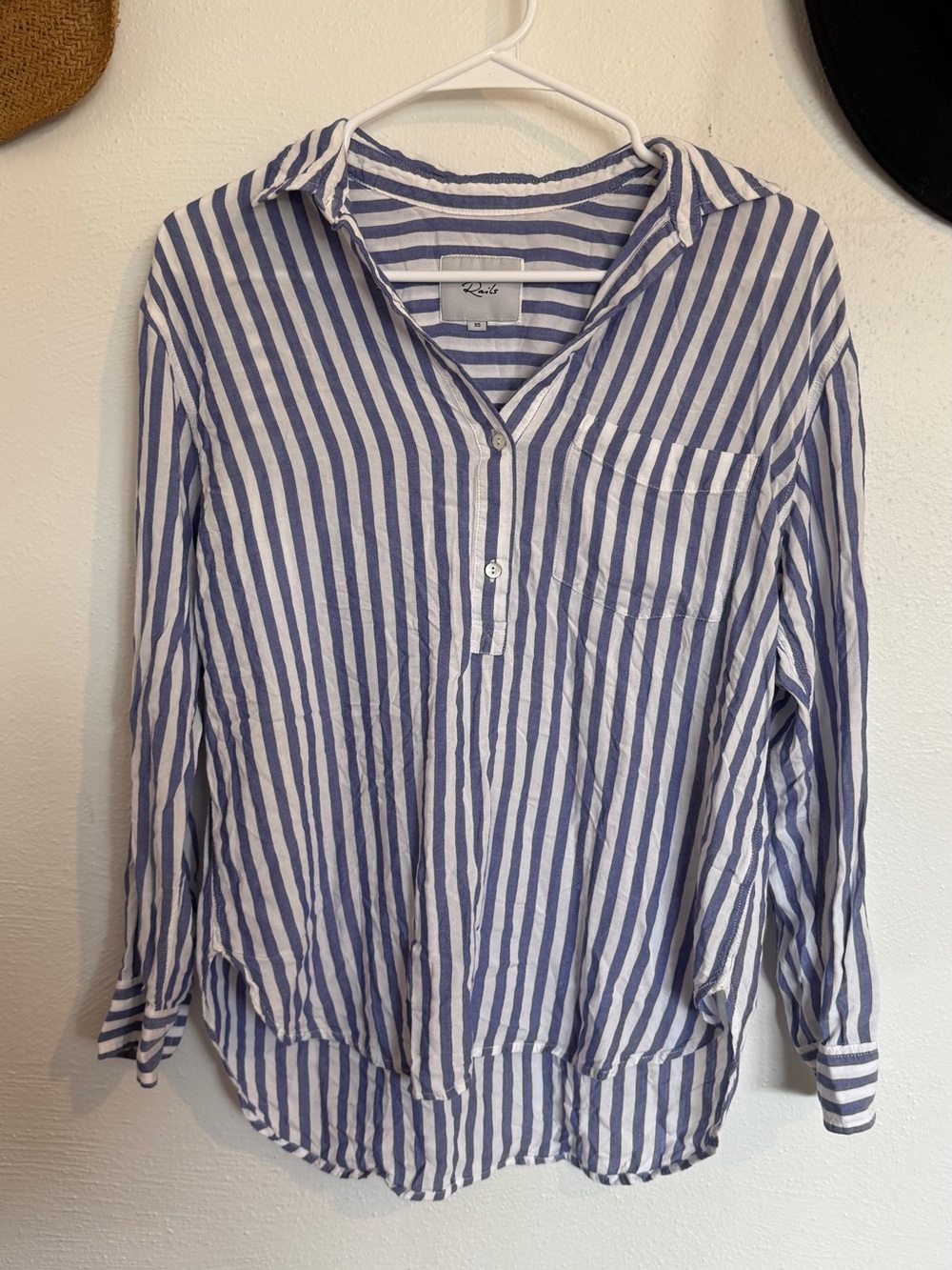 Rails Blue & White Striped Button-Down Top